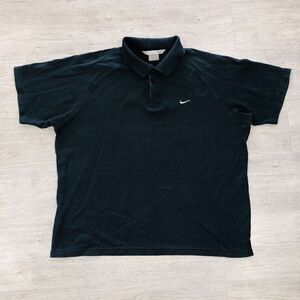 VTG Y2K Nike Navy Blue Polo Shirt Mens Short Sleeve Cotton Size XL Faded